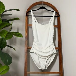 Athleta MEDIUM White Square Neck One Piece Bathing Suit